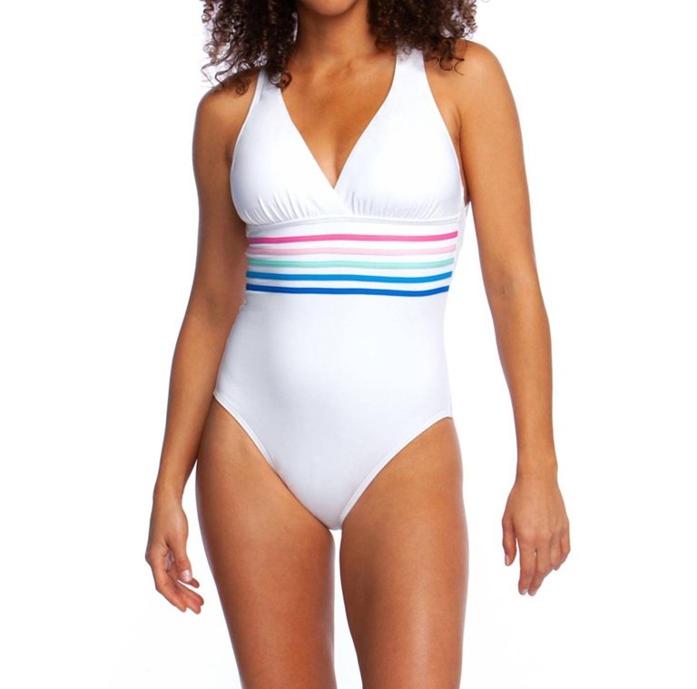 Cross Back One Piece Swimsuit In White - White