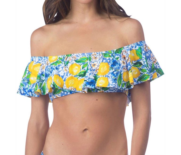 Off The Shoulder Flounce Bandeau Bikini Top In Limoncello - Limoncello