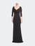 3/4 Sleeve Long Jersey Dress with Sweetheart Neckline - Black