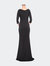 3/4 Sleeve Long Jersey Dress with Sweetheart Neckline