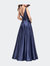 A-Line Ball Gown with V Open Back and Pockets