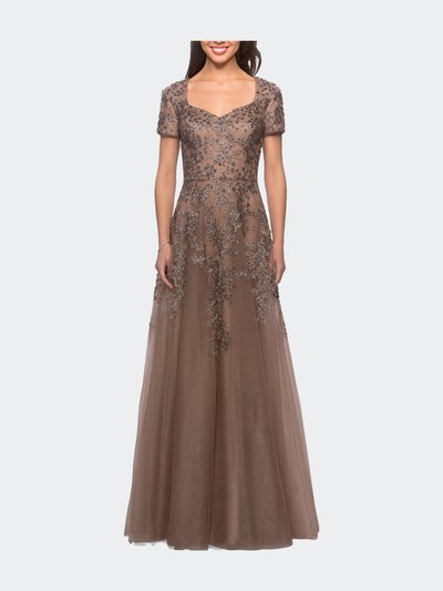 La Femme A-line Lace and Tulle Evening Dress with Beading product