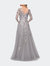 A Line Tulle and Lace Gown with Boat Neckline