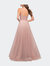 A Line Tulle Prom Dress with Sheer Bodice