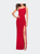 Asymmetrical Jersey Prom Dress with Cut Outs - Red