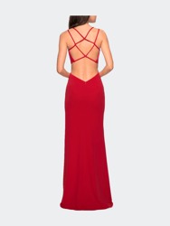 Asymmetrical Jersey Prom Dress with Cut Outs