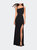 Asymmetrical Jersey Prom Dress with Cut Outs - Black