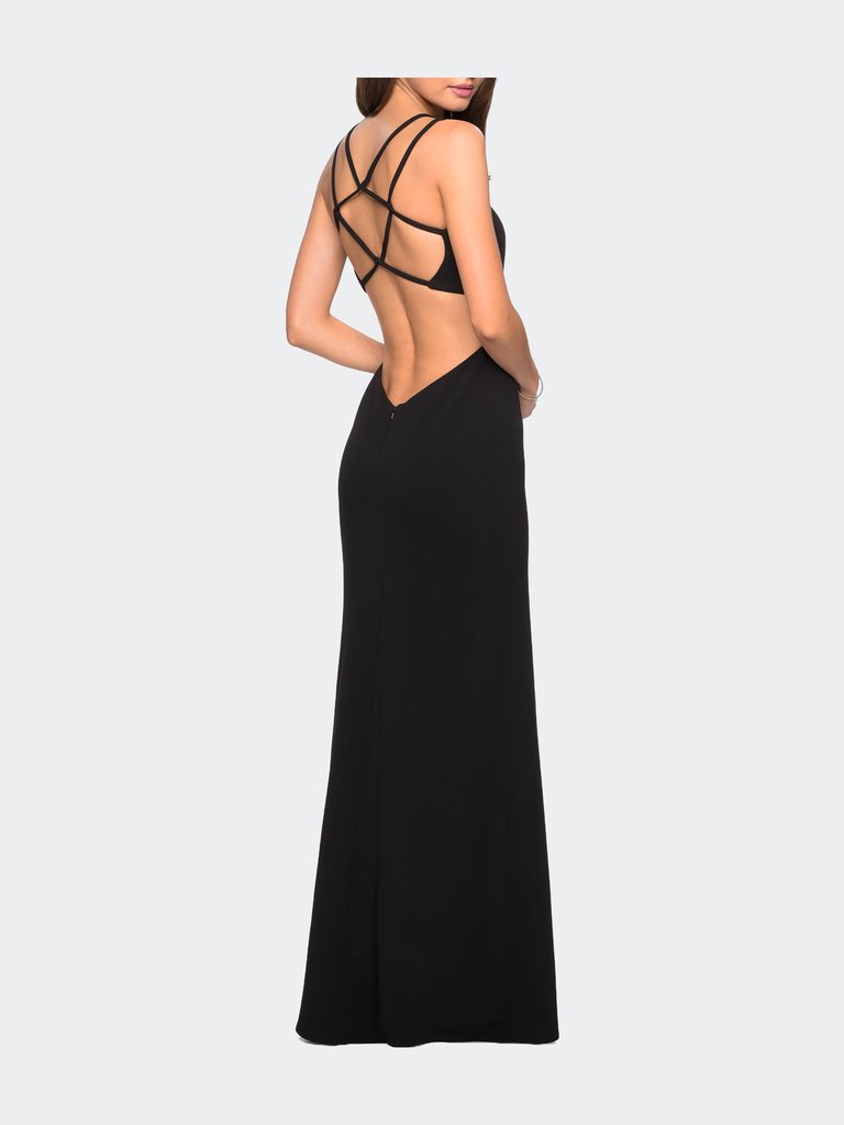Asymmetrical Jersey Prom Dress with Cut Outs
