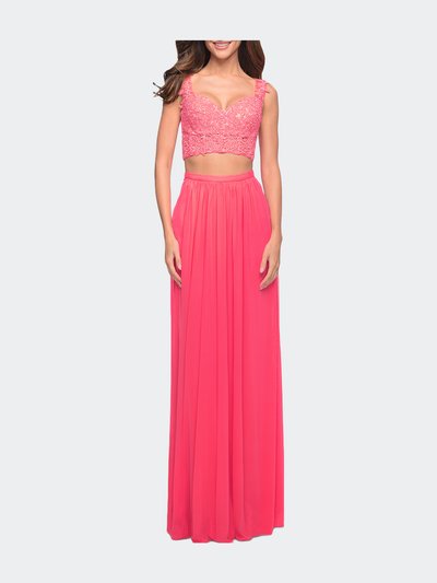 La Femme Beaded Lace To Two Piece Prom Dress With Pockets product