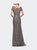Beaded Long Dress with Illusion Top and Sleeves