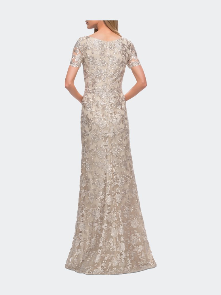 Beautiful Lace Mother of the Bride Dress with Short Sleeves