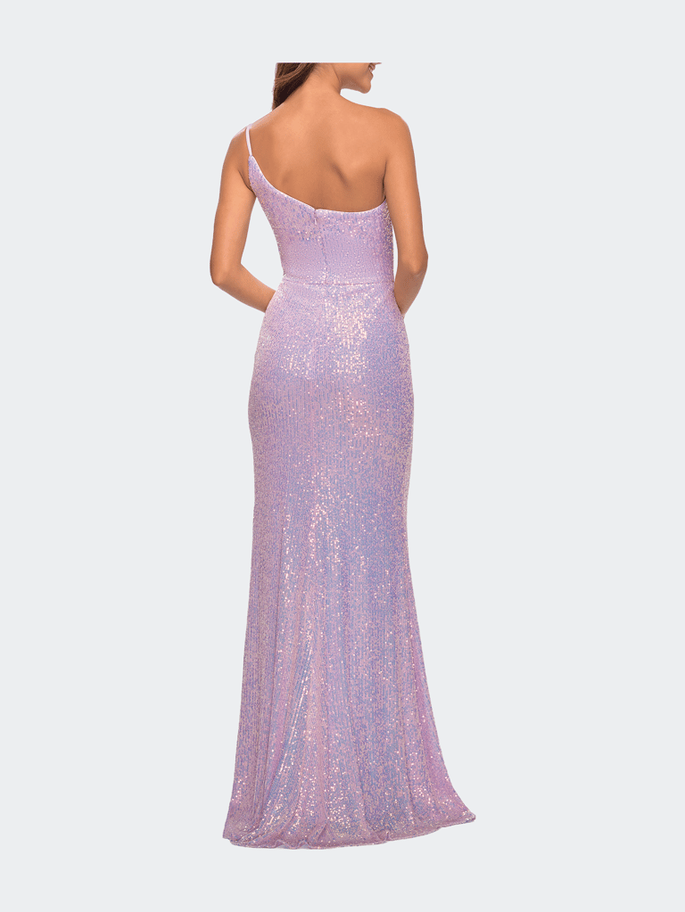 Bright Simple One Shoulder Long Sequin Evening Gown
