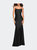 Chic Luxe Jersey Gown With Train And V Back - Black