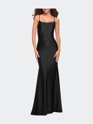 Chic Luxe Jersey Gown With Train And V Back - Black