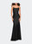Chic Luxe Jersey Gown With Train And V Back - Black