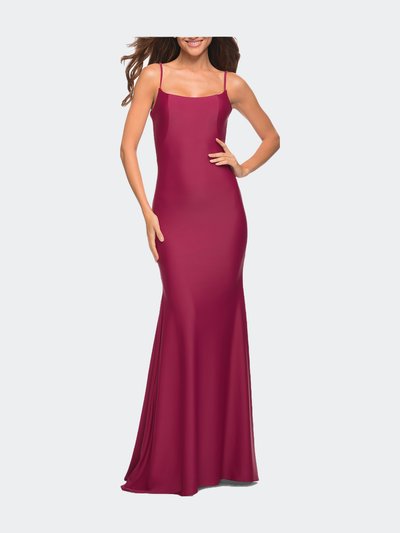 La Femme Chic Luxe Jersey Gown With Train And V Back product