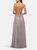 Chiffon Long Dress With V Neck And Lace