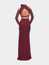 Cold Shoulder Long Sleeve Two Piece Prom Dress