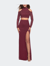 Cold Shoulder Long Sleeve Two Piece Prom Dress - Garnet