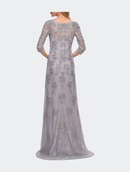 Column Lace Mother of the Bride Dress with V Neckline