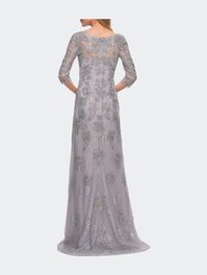 Column Lace Mother of the Bride Dress with V Neckline