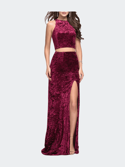 La Femme Crush Velvet Two Piece Prom Dress With Slit product