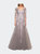 Elegant A-Line Gown with Lace Applique and V Neck