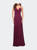 Elegant Criss-Cross Ruched Bodice Jersey Dress - Dark Berry