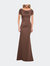 Elegant Long Jersey Dress With Short Sleeves - Cocoa