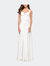 Elegant Satin Gown with Corset Top and Beaded Waist - Ivory