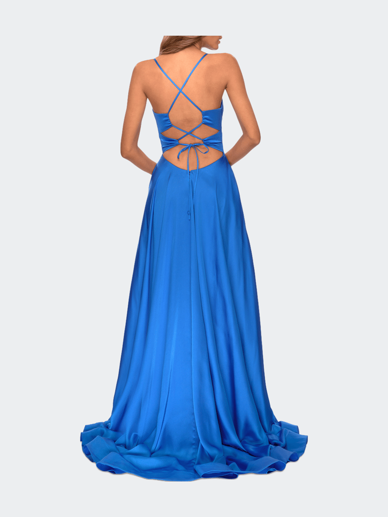 Elegant Satin Prom Gown with Empire Waist