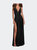 Empire Waist Gown with Deep V Neckline - Black