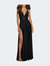 Empire Waist Gown with Deep V Neckline - Black