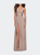 Empire Waist Gown with Deep V Neckline - Nude