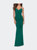 Fitted Jersey Long Dress With Lace Up Back - Emerald