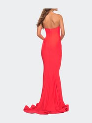 Fitted Long Chic Strapless Jersey Gown