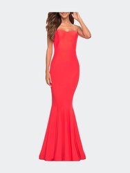 Fitted Long Chic Strapless Jersey Gown