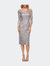 Fitted Metallic Lace Below-the-Knee Dress - Silver