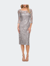 Fitted Metallic Lace Below-the-Knee Dress - Silver