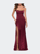 Fitted Stretch Satin Dress with Scoop Back - Burgundy