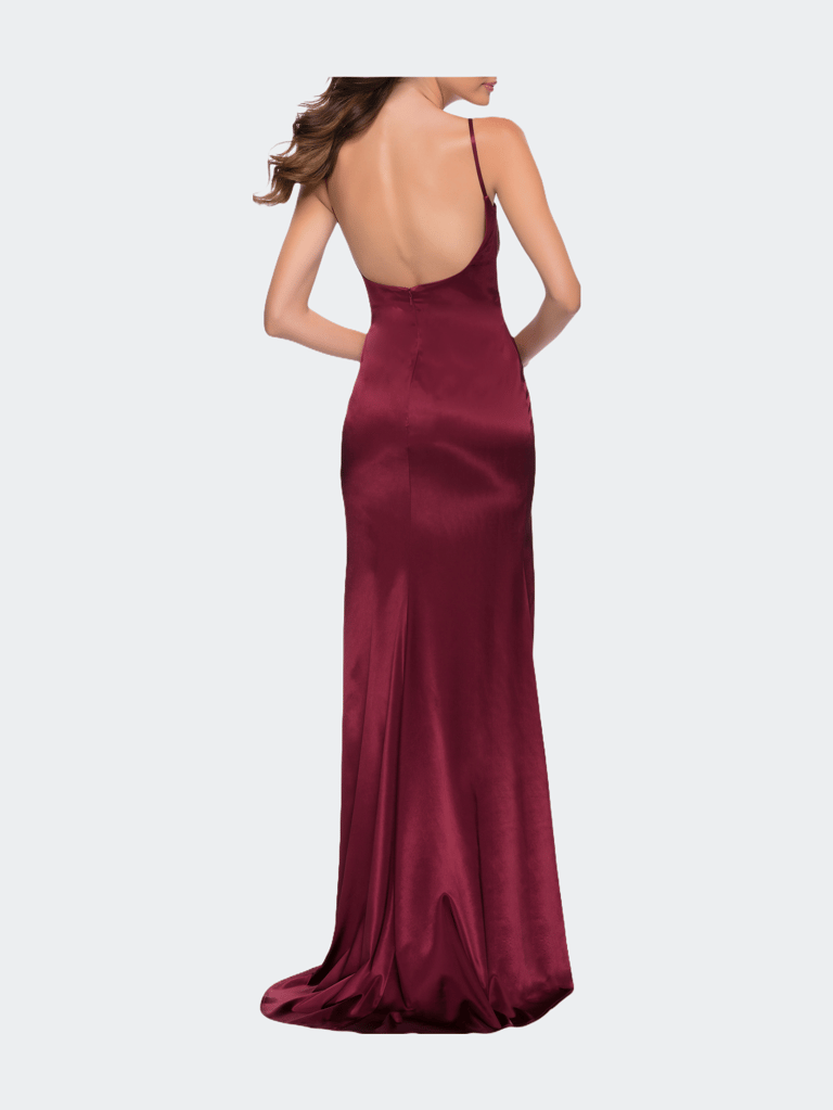 Fitted Stretch Satin Dress with Scoop Back