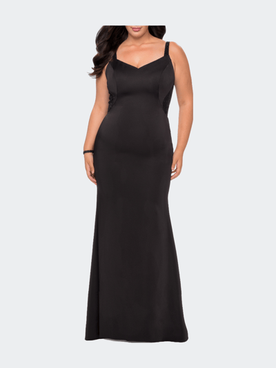 La Femme Floor Length Black Jersey Plus Size Dress product