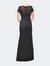 Floor Length Lace Gown with Short Sleeves