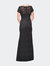 Floor Length Lace Gown with Short Sleeves