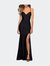 Form Fitting Dress with Ruched Bow Bodice - Black