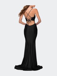 Form Fitting Dress with Ruched Bow Bodice