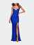 Form Fitting Dress with Ruched Bow Bodice - Royal Blue