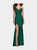 Form Fitting Jersey Prom Dress with Draped Neckline - Emerald