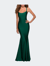 Form Fitting Prom Dress with Dramatic Lace Up Back - Emerald