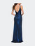 Gorgeous Metallic Jersey Gown With Ruffle Detail